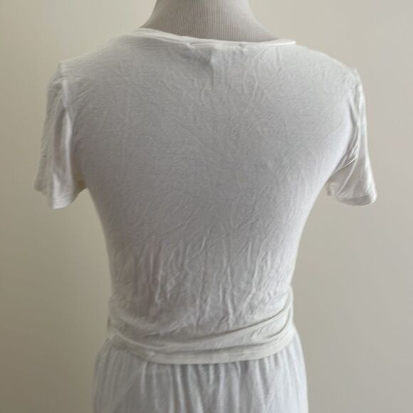 White cotton crop top T with gather on the front bottom gaze women’s small - Picture 5 of 6